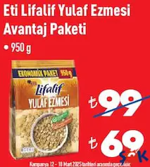 ETİ LİFALİF YULAF EZMESİ AVANTAJ PAKETİ 950 G ETİ LİFALİF YULAF EZMESİ AVANTAJ PAKETİ 950 G